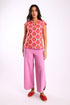 Short sleeves top in printed cotton blend cashmere